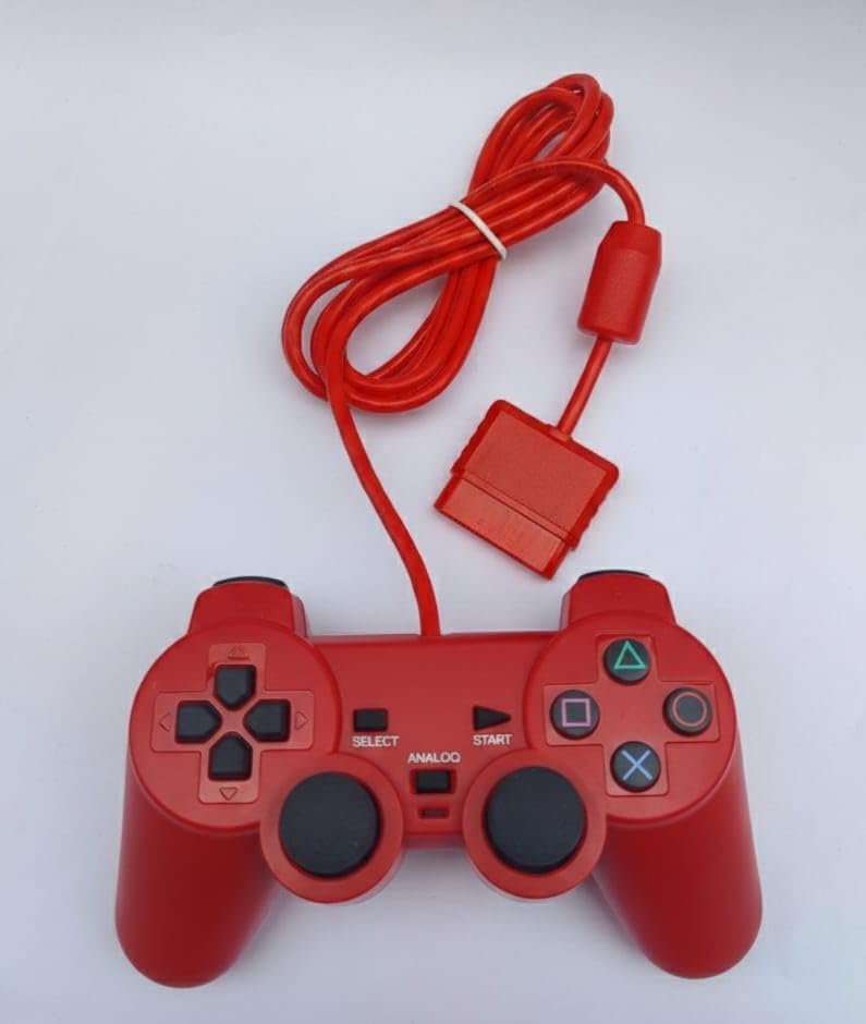 Image of Premium PS2 Compatible Wired Controller - High-Performance Gamepad for PlayStation 2 (All Models) Ergonomic Gamepad with Dual Vibration Feedback, Precision 360 Analog Sticks, Ergonomic Pro Grip - (SOLID RED)