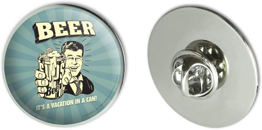 Beer It's a Vacation in a Can Funny Humor Metal 1.1" Tie Tack Hat Lapel Pin Pinback