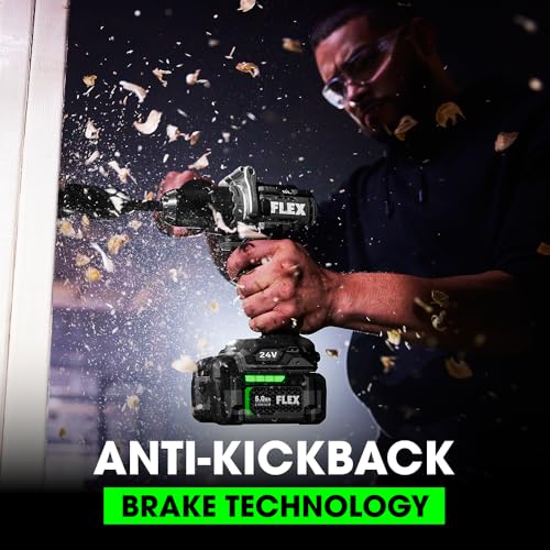 Image of FLEX 24V Brushless Cordless 2-Tool Combo Kit: 1 /2-Inch Drill Driver with Turbo Mode and 1 /4-Inch Quick Eject Hex Impact Driver with 2.5Ah, 5.0Ah Lithium Batteries and 160W Fast Charger - FXM204-2B