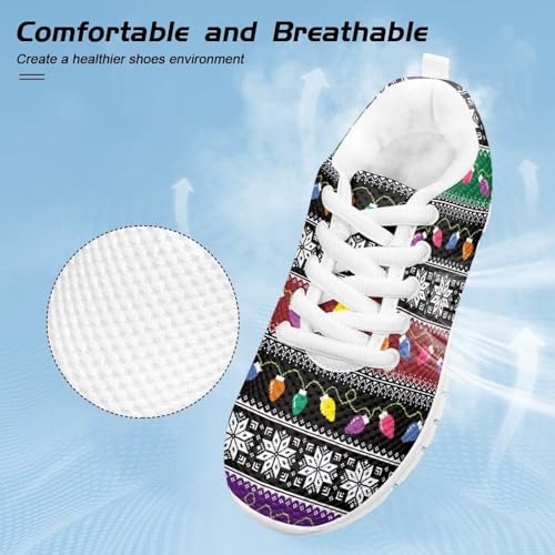 Children's Christmas Sneaker Soft Breathable Non-Slip Athletic Hiking Shoes for Big Kids Lightweight Lace-Up Walking Sneaker for Litter Kids US 11-54