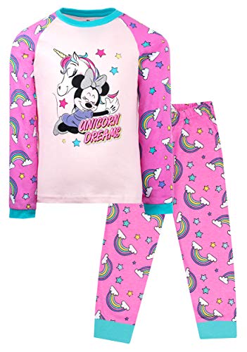 Disney Offizielles Minnie-Maus-Set für Mädchen | Alter 3-8 Jahre | Langärmelige Pyjamas |100% Baumwolle Kostüm | Offizielle Ware | Geschenk für...