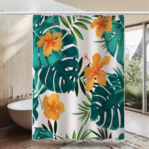 Rideau de douche imperméable en polyester de qualité supérieure à motif plantes - 3