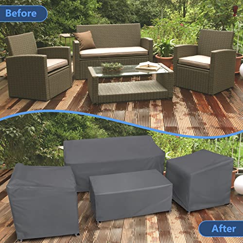 STARTWO Patio Furniture Covers 4 Piece Set, Heavy Duty Waterproof Outdoor Furniture Cover, Windproof with Buckle Strap, Grey by STARTWO - Image 6