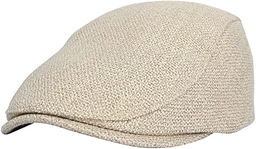 Hllman Cabbie Hats For Men Summer,Cotton Beret Newsboy Hat Ivy Gatsby Adjustable Flat Cap Beret For Driving (A02-Beige) #TOP1