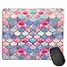 Mini tapis de souris en forme d'écailles de sirène colorées - Base en caoutchouc - Pour la maison, le bureau, les voyages, l'ordinateur portable