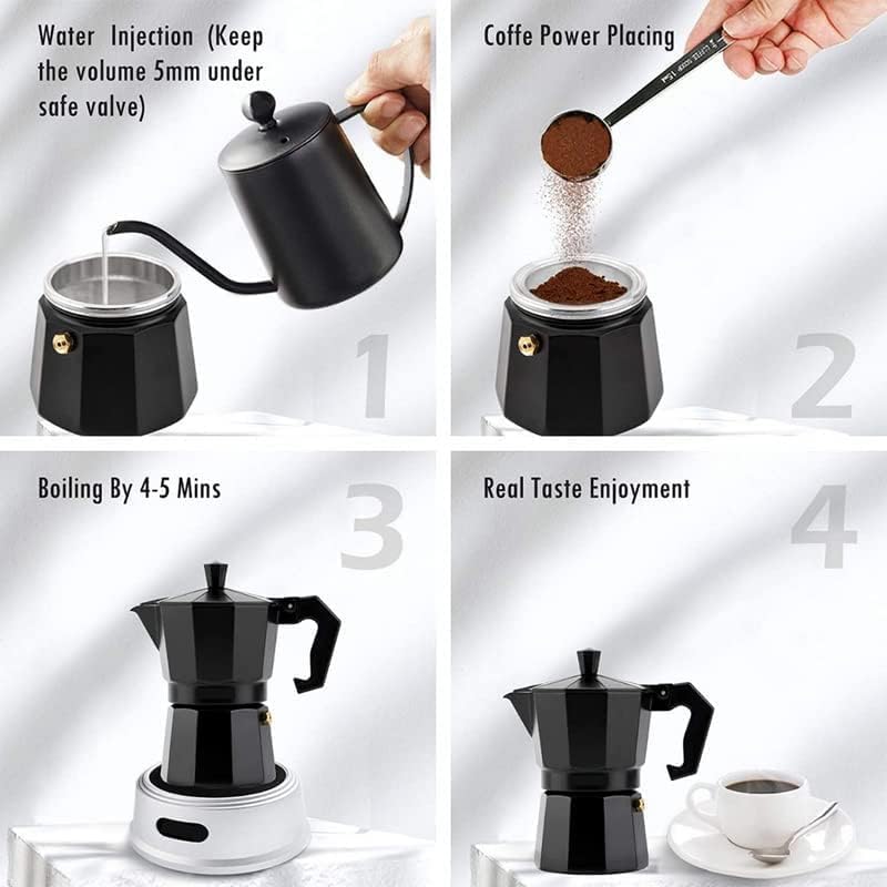 Image of SHOPOLIFE Automatic Coffee Maker || Aluminium Stovetop Coffee Maker Kattle Percolator Moka Percolator Brew Pot [ 6 Cup - 300 ml ] [ 1 Pc - Multicolor ]