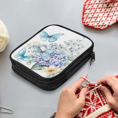 Image of Butterfly Crochet Hook Case Portable Floral Crochet Hook Organizer without Hooks and Accessories Crochet Storage Organizer for Airports and Parks