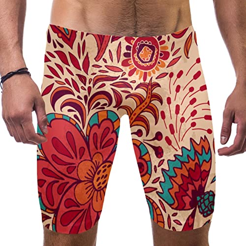 Traje de baño de competición con flores abstractas de pierna cuadrada para niños