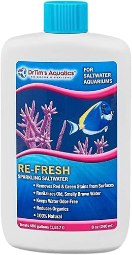 Dr. Tim's Aquatics Agua Salada RE-Fresh para agua natural fresca con gas Para peceras, acuarios Reduce los productos orgánicos, conserva las aguas