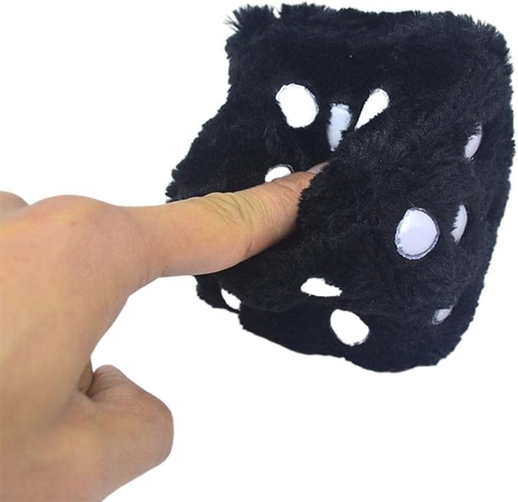 Plush Hanging Dice, Retro Hanging Couple Fuzzy Plush Dice with Dots for Car Interior Ornament Decoration, Suction Cup Pendant, Car Glass Refrigerator Decoration