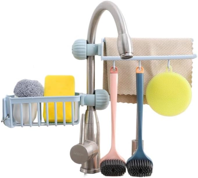 水龙头置物架 Shelf Cabinet Storage Shelves, Storages for Kitchen 水槽抹布海绵沥水架可旋转家用厨房水池沥水篮收纳架 Household Cleaning，Kitchen Storage Essentials