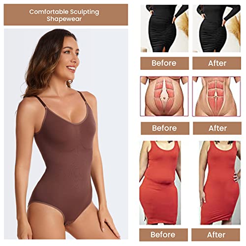2 Pack Bodysuit for Women - Seamless Tummy Control Shapewear Sculpting Thong Sleeveless Women Body Shaper4
