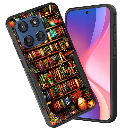 CICPLKSE for Moto Edge 2025 Case,Dual Layer Heavy Duty Hybrid Shockproof Hard PC Soft Silicone TPU Bumper Protective Cover Case for Motorola Moto Edge 2025,Library Bookshelf