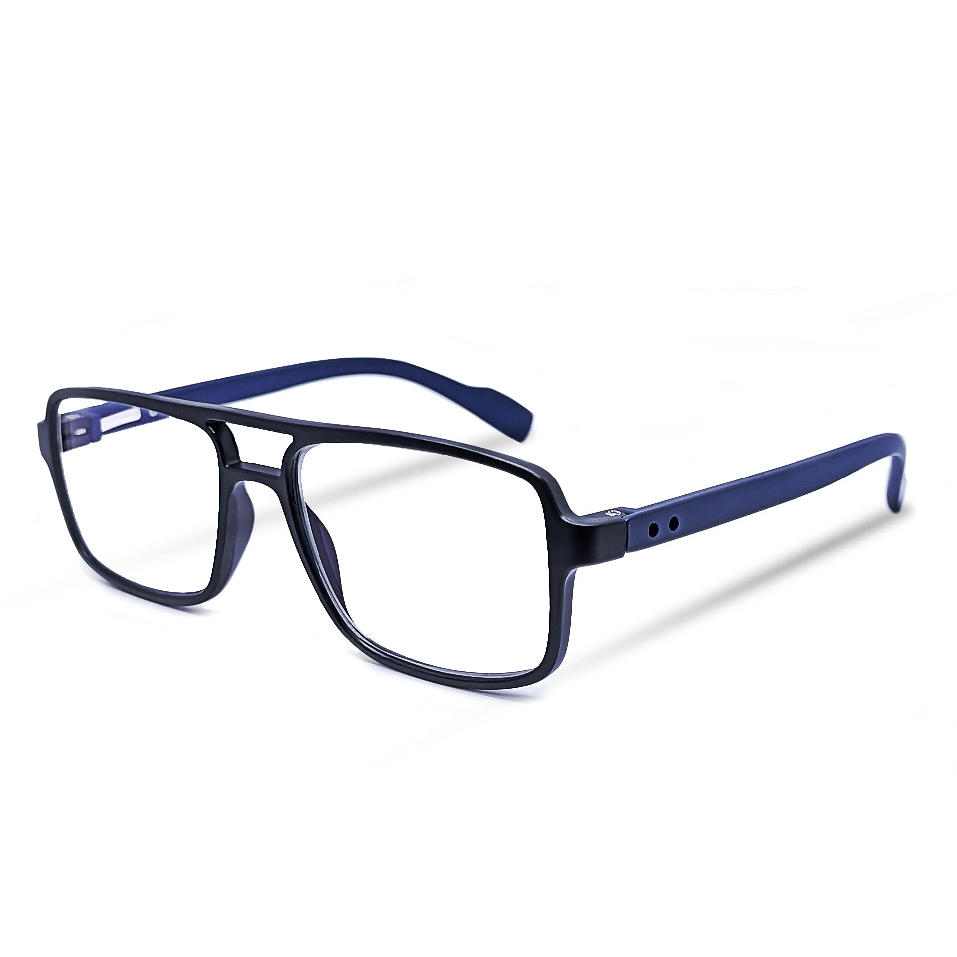 EFERMONEBlue Ray Cut Blue Light Filter Computer Glasses With Antiglare for Eye protection And Also Specialized Lens For Night Driving in retro deaign frame (Zero Power,Blue Coated) (Black-Violet)