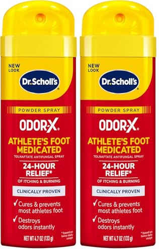 Image of Dr. Scholl's Athlete's Foot Medicated Spray Powder, 4.7 oz // 24-Hour Daily Relief of Itching & Burning, Clinically Proven, Cures & Prevents Most Athlete's Foot, Destroys Odors Instantly (Pack of 2)