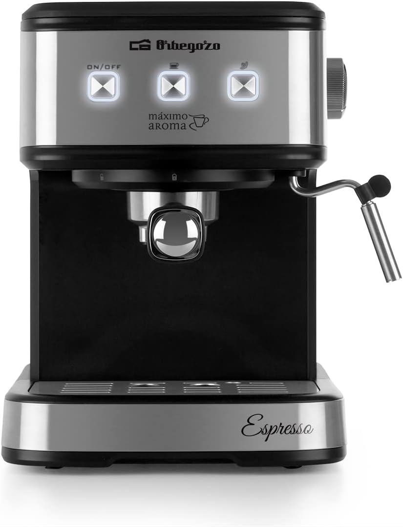 Orbegozo EX 5200 Caffettiera Espresso, 20 bar, Serbatoio Acqua Estraibile 1,5 L, Caffè Macinato e Monodose, Valvola di Sicurezza, Protezione Surriscaldamento, Vaporizzatore, 850 W, Nero E Grigio Orbegozo EX 5200 Caffettiera Espresso, 20 bar, Serbatoio Acqua Estraibile 1,5 L, Caffè Macinato e Monodose, Valvola di Sicurezza, Protezione Surriscaldamento, Vaporizzatore, 850 W, Nero E Grigio