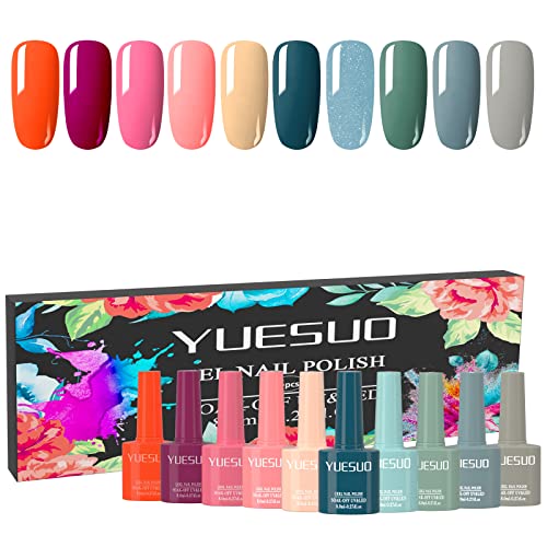 gruciso 10Pcs Gel Nail Polish Set, Gel Polish Kit Glitter Na