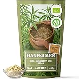 NaturaleBio Hanfsamen Geschält Bio 450g. Vegan, ohne GMO. Pflanzliches Protein & Ballaststoffen. Reich an Omega 3, Omega 6 & Vitaminen
