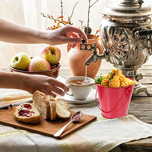 Cabilock Small Metal Buckets With Handle French Fries Tin Decorative Buckets Metal Buckets Tin Pail For Small Plant And Candy Snack And Home Party Decoration #TOP2