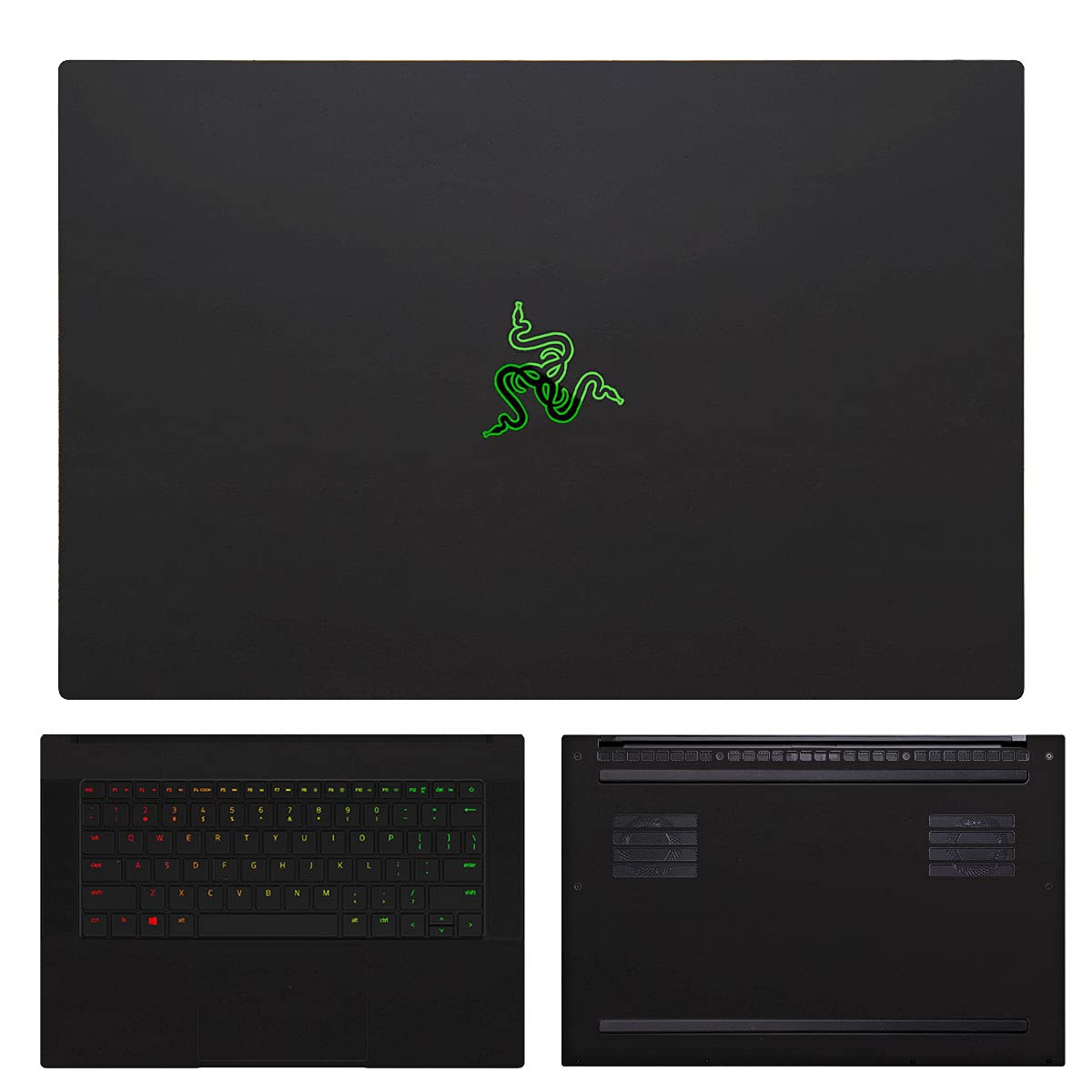 SopiGuard Sticker Skin for 2021 Razer Blade 14" Edge-to-Edge Vinyl Wrap Include Top, Keyboard, Bottom Panels (Matte Black)