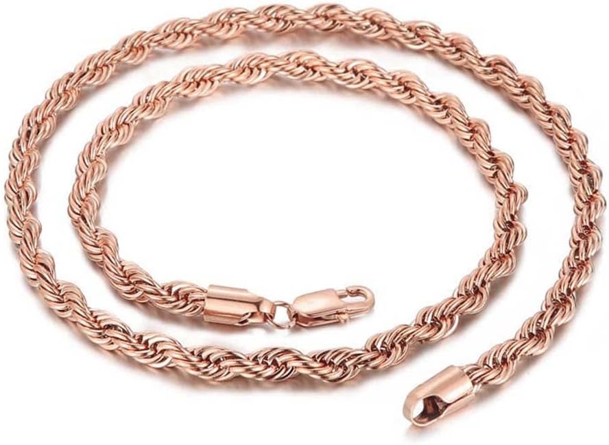 HIJONES Stainless Steel Rope Chain Necklace for Men Women Twist Rope Chain Solid Jewelry 18-33 Inches Hip Hop Rock Chain - Image 2