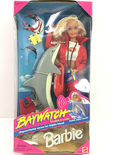Muñeca Barbie Baywatch con delfín y accesorios miniatura 1