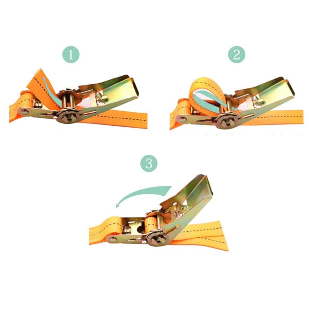 AGAATI 4 Paquetes de Correas de trinquete con Ganchos Planos adecuados para la construcción de Granjas de Camiones Pesados para Camiones (Color: Naranja, tamaño: 25 mm x 7 m)