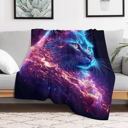 Couverture neon chat lavable pour des soirées cocooning chaleureuses