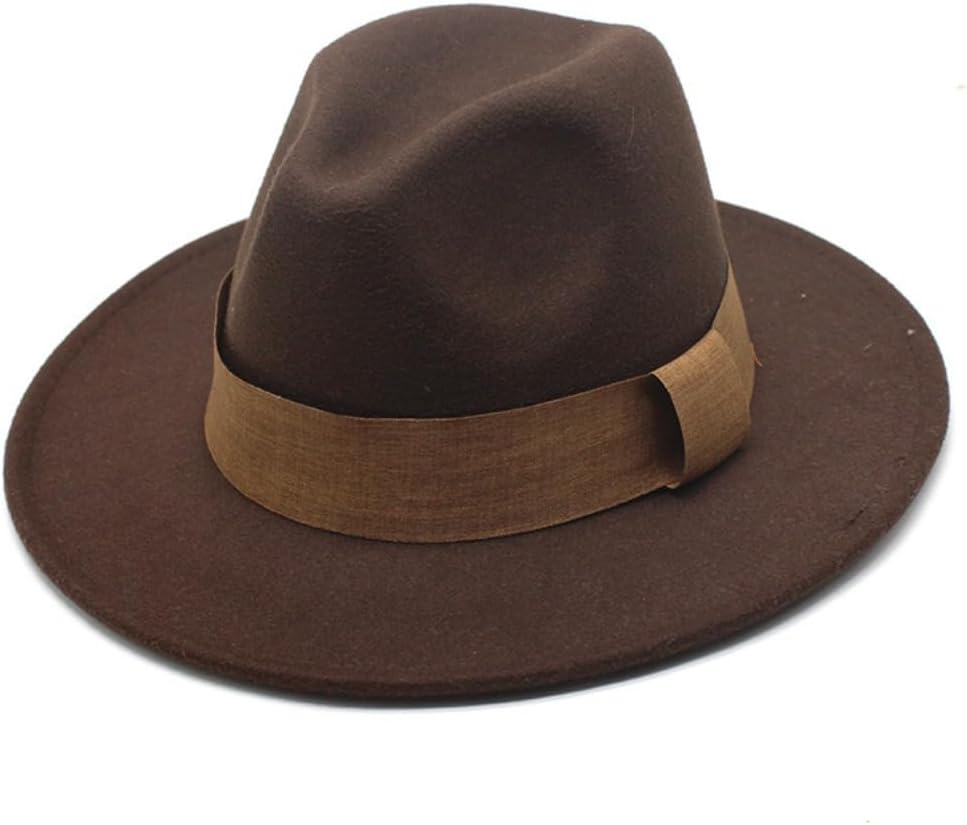 Classic Wool Fedora Hat, Brown with Tan Band