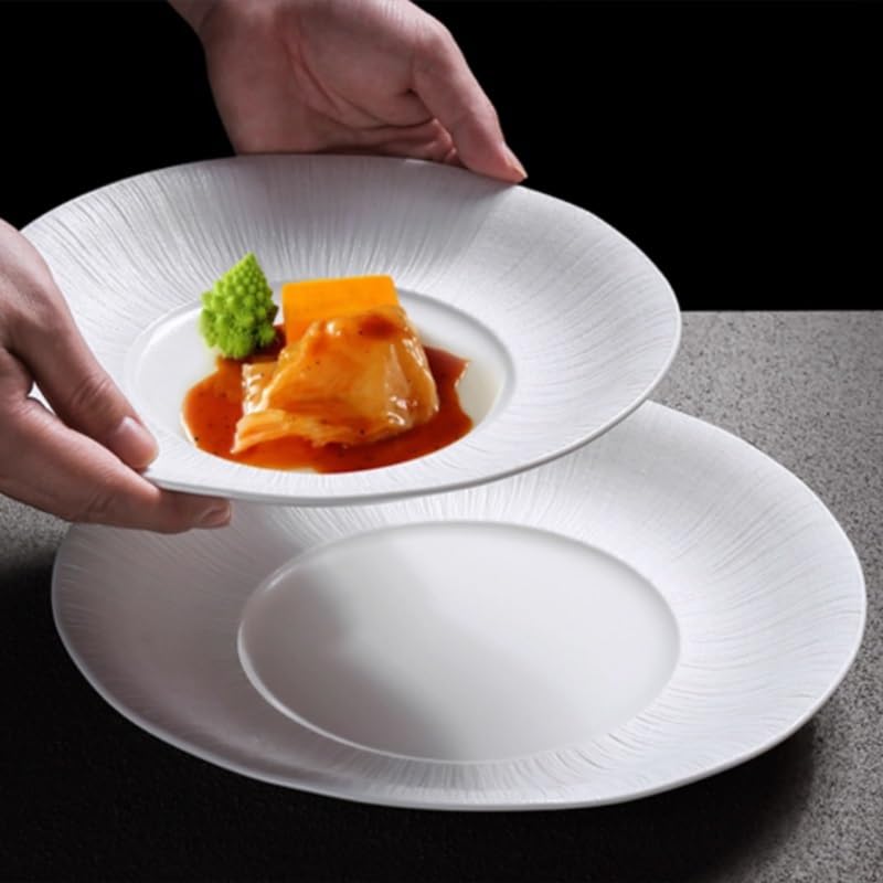 Piatti Cena Ristorante Club Piatto creativo Piatto freddo Piatto rotondo in ceramica bianca Piatto profondo Stoviglie da ristorante occidentale Forniture Per Feste(S)