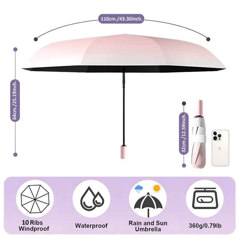 Image of Contacts Compact Folding Umbrella - Windproof Travel Umbrella with Automatic Open /Close, Waterproof, UV Protection, Portable Umbrella for Men, Women & Kids