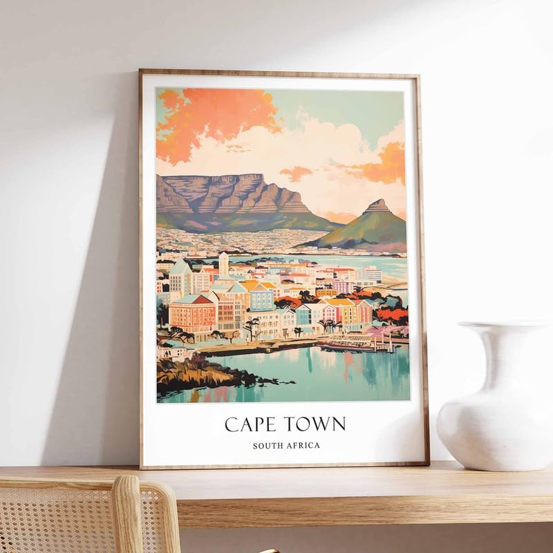 2 Cape Town Poster South Africa Poster African Poster African Travel Poster Cape Town Travel Pri A2 Poster on Canvas - Wall Art Home Decor Movie Poster Canvas Film Cinema Retro Vintage Cult Classic N