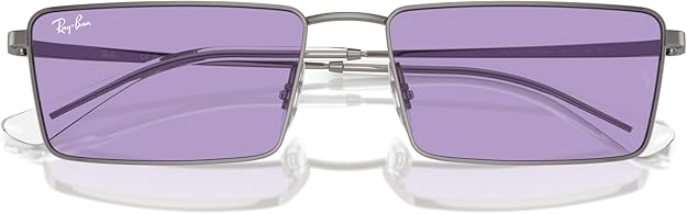 Ray-Ban Rb3741 Emy Rectangular Sunglasses, Silver/Blue, 59 mm