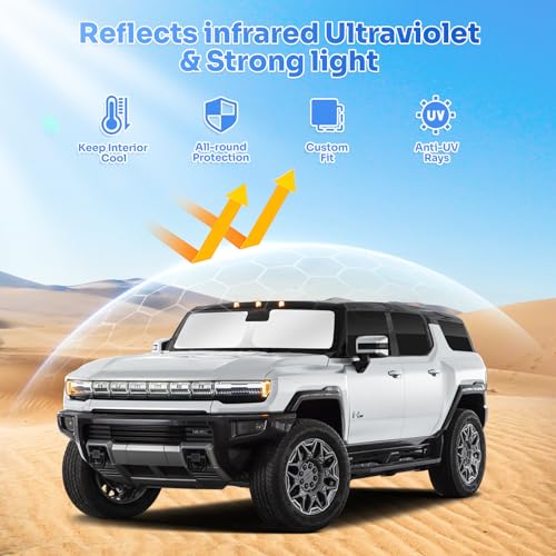 Image of Canvcle Window Shades for 2022-2026 GMC Hummer EV Pickup Accessories Windshield Sun Shade Side Rear Window Covers Sunshade Sun Shield Privacy Protection for Camping Keep Car Cool Black 6PCS(Not SUV)