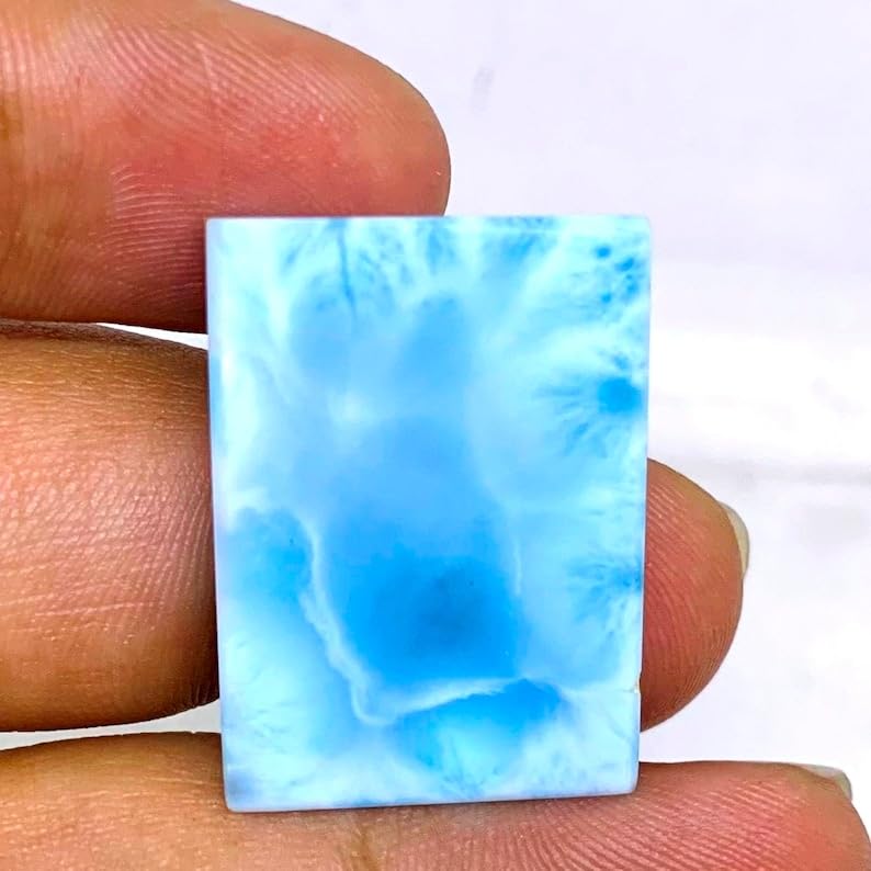 Cabochon larimar naturel rectangulaire 27x19mm pour création de bijoux DIY