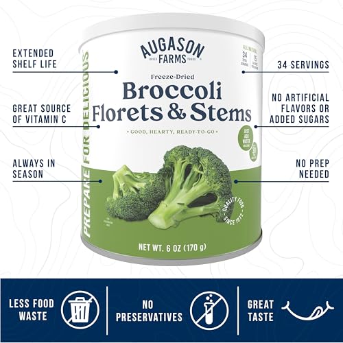 Augason Farms Freeze Dried Broccoli Florets & Stems Can, Emergency Food Supply, Everyday Meals, 34 Servings - Thumbnail 2