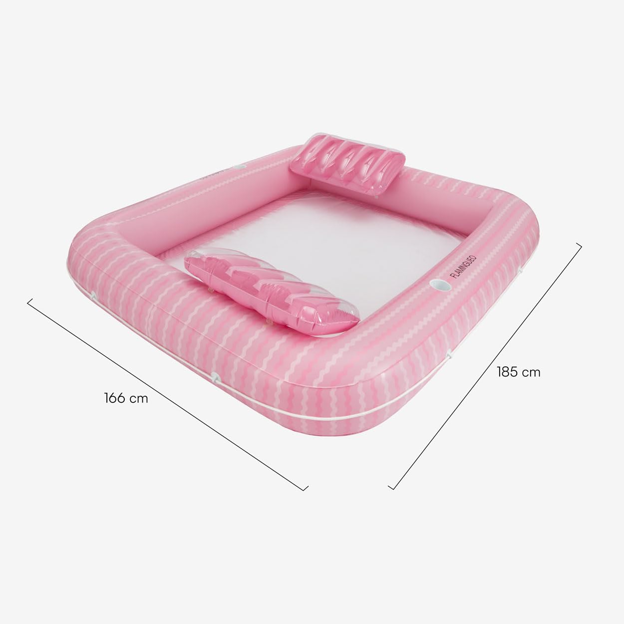 Flamingueo Bouee Piscine - Matelas Piscine - Taille Extra Large - Base en Grille - Deux Porte-Boissons - Deux Oreillers Amovibles