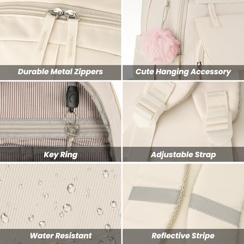 Image of WINDARS School Backpack for Teen Girls, Cute College Backpacks for Women Students Aesthetic Bookbag Large 15.6 Inch Laptop Bag Middle School Travel Back Pack (Beige)