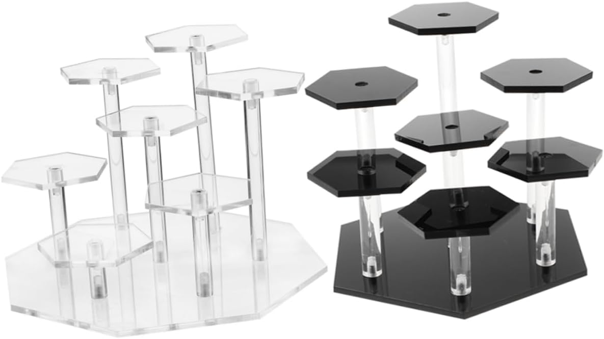 Mobestech 2 sets Multi Acrylic Display Rack Figurine Stand Holder for Home Shop Countertop Organizer for Ornaments Jewelry and Perfume Easy to Install