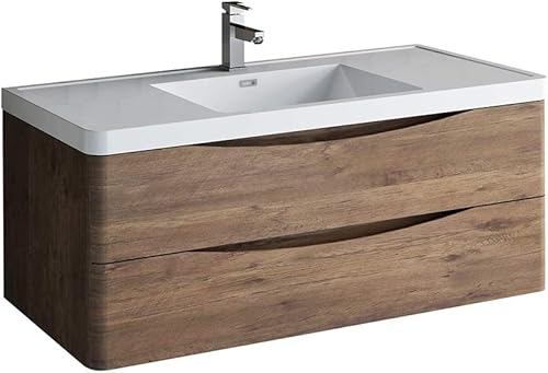 Fresca Toscana - Armario de baño moderno de 48 pulgadas con lavabo integrado