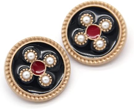 5 PCS Vintage Pearl Gold Metal Women Coat Buttons for Clothing Garment Decorative Large Buttons Sewing Accessories #3, 25mm
