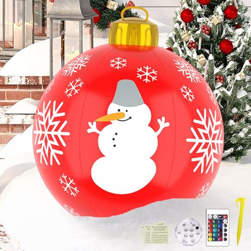 Bolas Inflables de Navidad,Bolas de Navidad Gigantes 60 cm,con luz LED,Bolas de Navidad Inflables de PVC,para Bodas, Festivales, Decoración del Hogar,Patio,Jardín