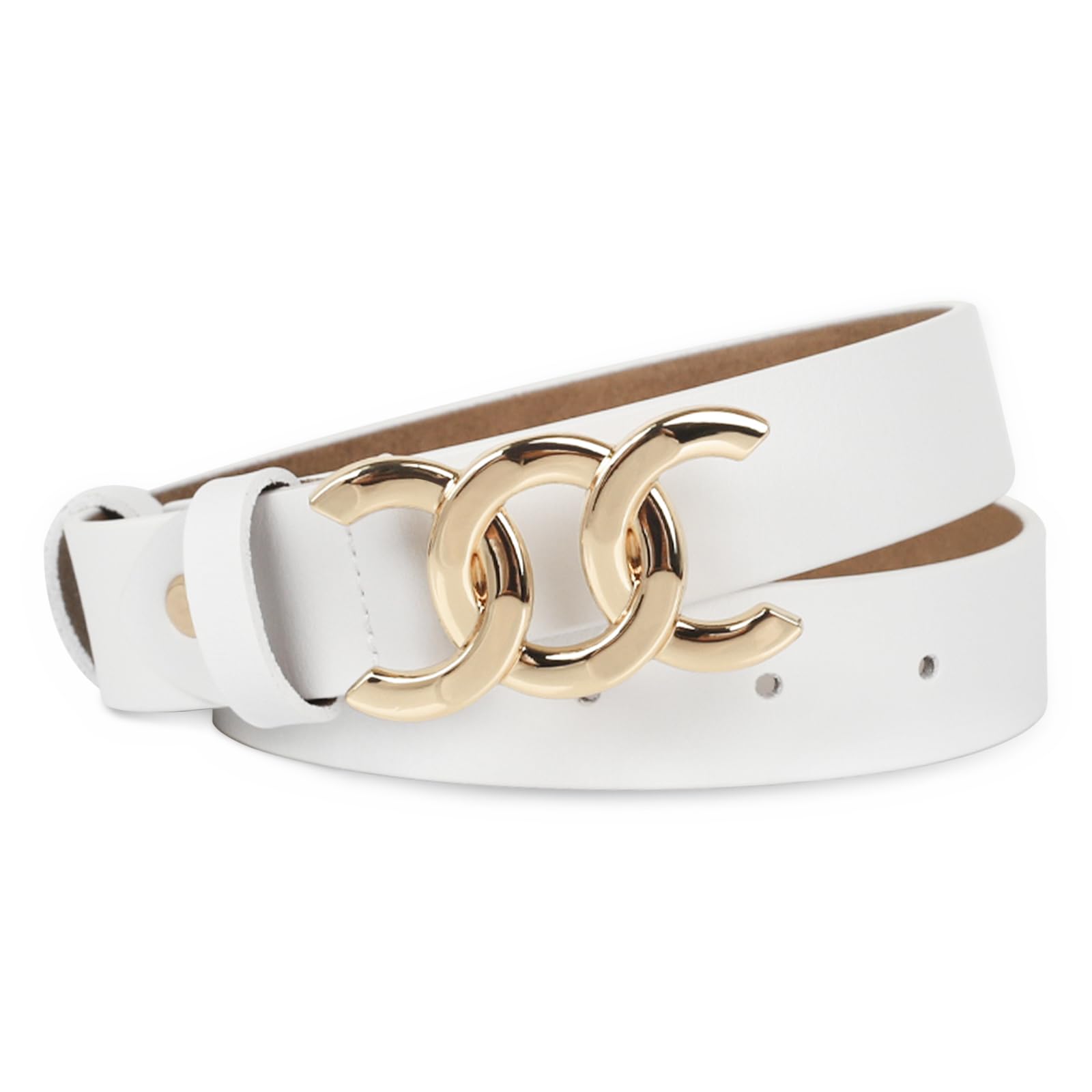 Women's Leather Belt with Buckle - Ideal for Dresses, Jeans, and Coats