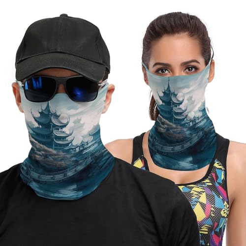 Neck Gaiter Asian Style Painting Face Mask for Travel Face Cover Scarf for Men Women Elastic Headbands Wind-proof Bandana for Skiing Fishing Hiking Cycling