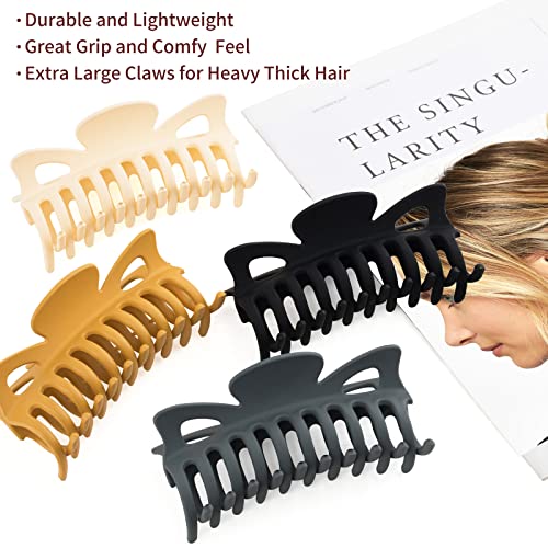 79Style Big Hair Clips For Women Claw Clips For Thick Hair Banana Clips For Hair Claws Large Neutral Color Jumbo Hair Clips Extra Large Giant Long Jaw Hair Clamps Barrette Strong Cute Hair Styling Accessories (Mustard) #TOP1