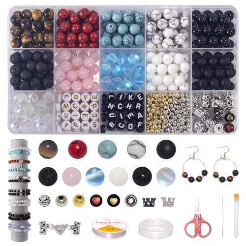 636pc Gemstone Beads for Jewelry Making - Bracelet Making Kit for Adlut Boy