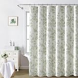 Awellife Sage Green Shower Curtain,Cotton Floral Cottagecore Spring Shower Curtains for Bathroom 72' W x 72' L