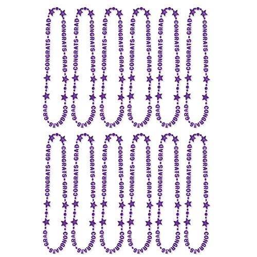 Beistle 12-Pack Congrats Graduate Beads of Expression, 36-Inch, Purple