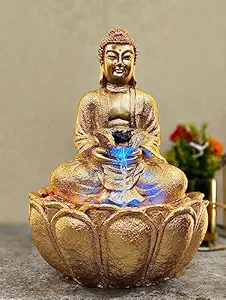 Next In Crafts Lord Buddha Water Fountain for Home Decor Showpiece Garden Decoration,Deep Basin and Natural River,Indoor Zen Relaxation for Office,Livingroom,Bedroom Decor for Gift (12In)