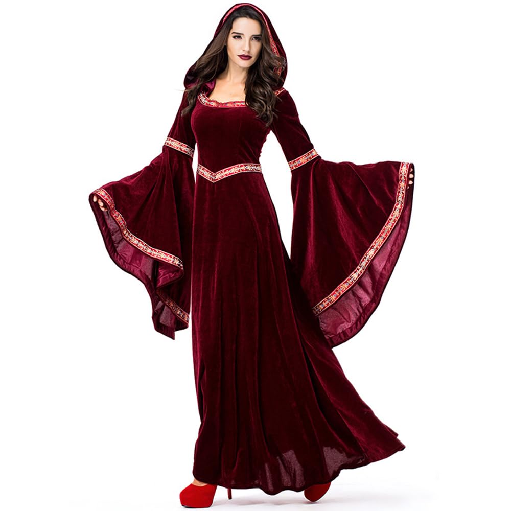 Feynman Costume médiéval pour Enfant Fille - Costume de la Renaissance médiévale - Palais Noble - Robe de Princesse d'halloween - Reine Victorienne - Bordeaux